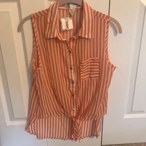 Brand new orange and white striped top